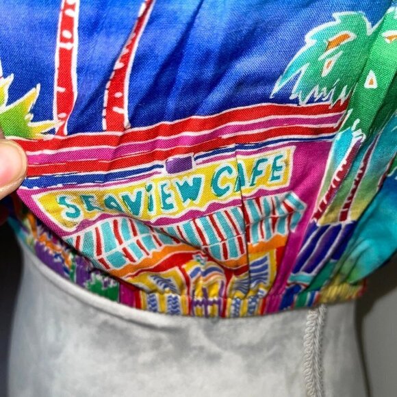 Explosive Womens Crop Top Size Small Vintage Tropical Print Off The Shoulder USA - Picture 12 of 13